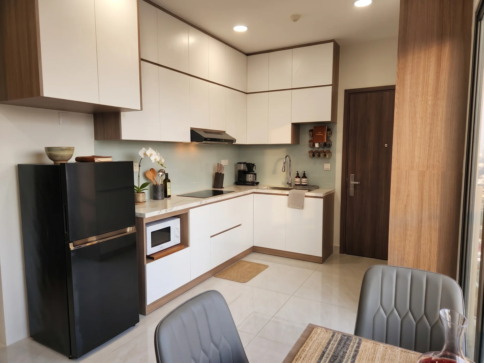 Khu Bếp Mộc Tiện Nghi & Không Gian Làm Việc